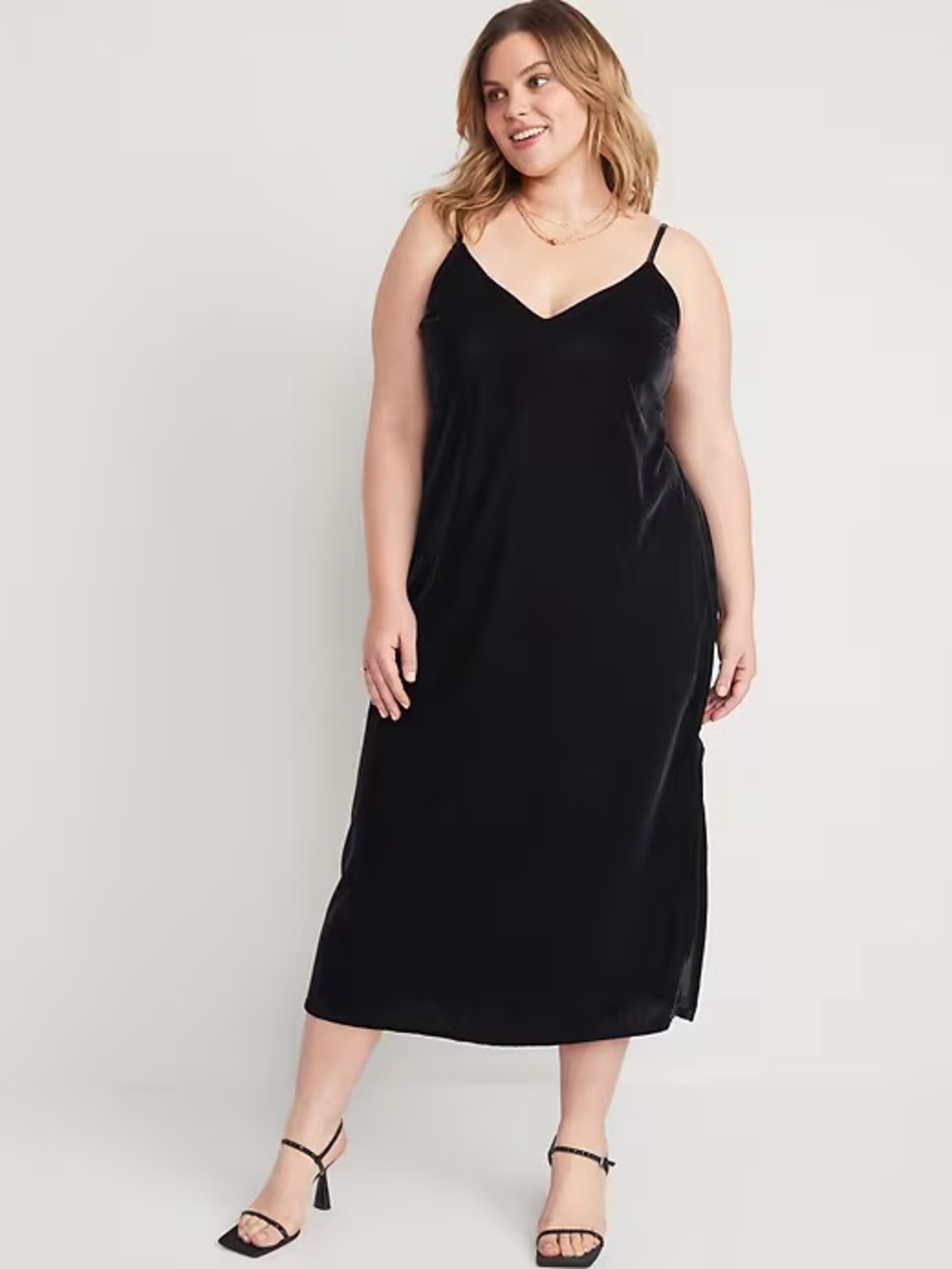 Old Navy Velvet Slip Midi Dress XL Charcoal Black Whimsy Goth Witchy Fall